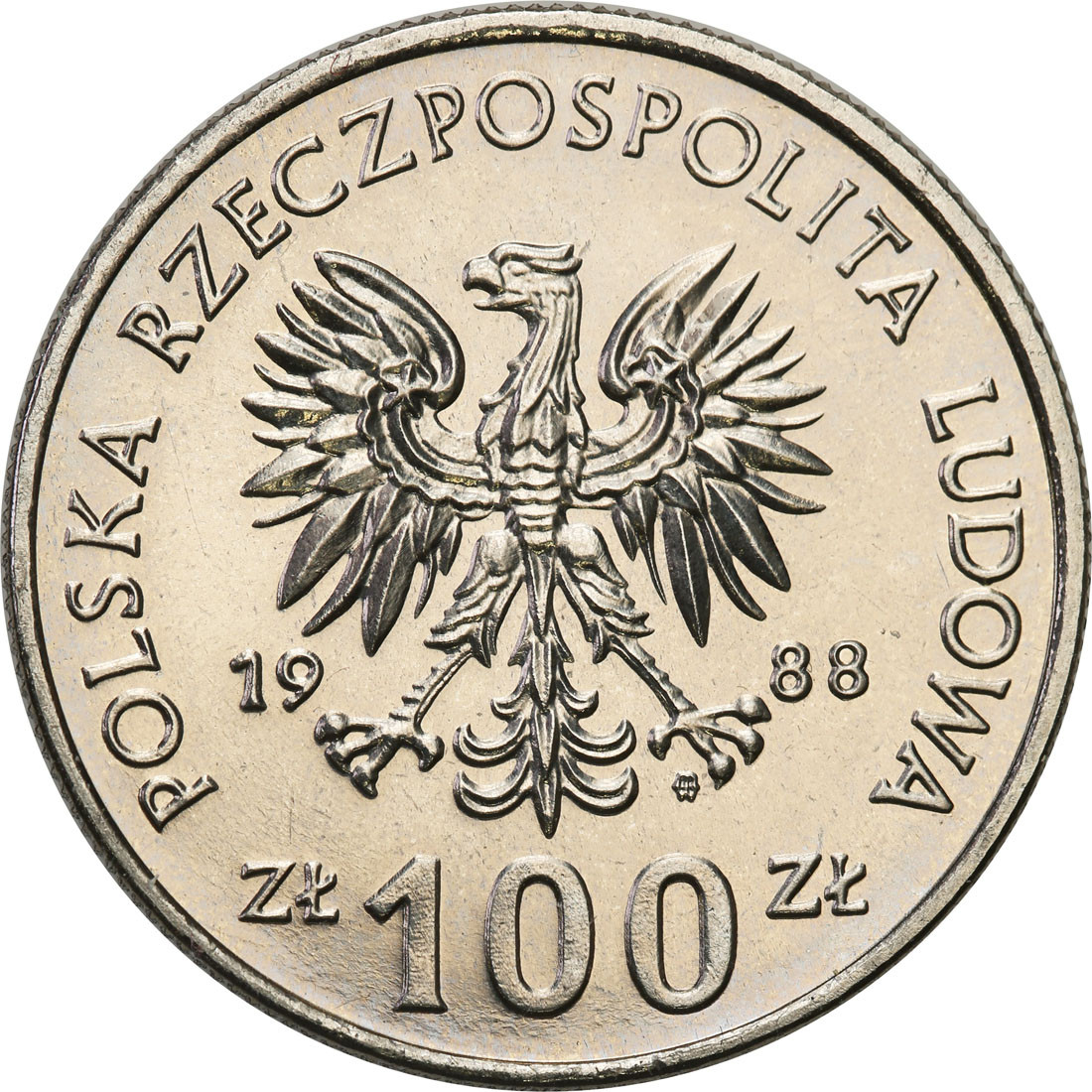 PRL. PRÓBA Nikiel 100 złotych 1988 Jadwiga